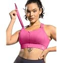 Zip Front Adjustable High Impact Sports Bras for Women Large Breasts Full Coverage Workout Running Removable Pads