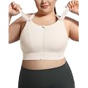 Zip Front Adjustable High Impact Sports Bras for Women Large Breasts Full Coverage Workout Running Removable Pads
