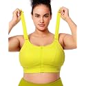 Zip Front Adjustable High Impact Sports Bras for Women Large Breasts Full Coverage Workout Running Removable Pads