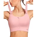 Zip Front Adjustable High Impact Sports Bras for Women Large Breasts Full Coverage Workout Running Removable Pads
