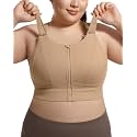 Zip Front Adjustable High Impact Sports Bras for Women Large Breasts Full Coverage Workout Running Removable Pads