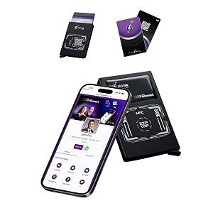 zip-tap nfc digital contact exchange wallet matte purple