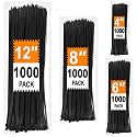 Zip Ties Assorted Sizes 4+6+8+12 inch, 4000 Pack, Black Cable Ties, UV Resistant Wire Ties for Outdoor Use, LOCKLOCK