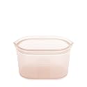 Zip Top Reusable Food Storage Bags | Medium Dish [Peach] | Silicone Meal Prep Container | Microwave, Dishwasher and Freezer Safe | Made in the USA