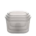 Zip Top Reusable Food Storage Bags | 3 Dish Set [Gray] | Silicone Meal Prep Container | Microwave, Dishwasher and Freezer Safe | Made in the USA