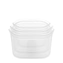 Zip Top Reusable Food Storage Bags | 3 Dish Set [Frost] | Silicone Meal Prep Container | Microwave, Dishwasher and Freezer Safe | Made in the USA