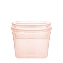 Zip Top Reusable Food Storage Bags | 2 Bag Set [Peach] | Silicone Meal Prep Container | Microwave, Dishwasher and Freezer Safe | Made in the USA