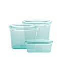 Zip Top Reusable Food Storage Bags | 3 Bag Set [Teal] | Silicone Meal Prep Container | Microwave, Dishwasher and Freezer Safe | Made in the USA