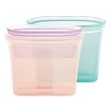 Zip Top Reusable Food Storage Bags | 3 Bag Set [Teal/Peach/Lavender] - 2 Sandwich, 1 Snack | Silicone Meal Prep Container | Microwave, Dishwasher and Freezer Safe | Made in the USA