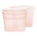 Zip Top Reusable Food Storage Bags | 3 Bag Set [Peach] - 2 Sandwich, 1 Snack | Silicone Meal Prep Container | Microwave, Dishwasher and Freezer Safe | Made in the USA