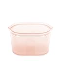 Zip Top Reusable Food Storage Bags | Large Dish [Peach] | Silicone Meal Prep Container | Microwave, Dishwasher and Freezer Safe | Made in the USA