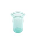 Zip Top Reusable Food Storage Bags | Medium Cup [Teal] | Silicone Meal Prep Container | Microwave, Dishwasher and Freezer Safe | Made in the USA