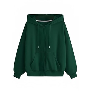 Zipper Solid Black Full Sleeves Hooded Neck