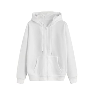Zipper Solid Black Full Sleeves Hooded Neck