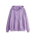 Zipper Solid Black Full Sleeves Hooded Neck