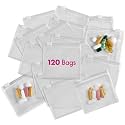 Zippered Pill Pouch Bags - 120 Pcs, Slide Lock Clear Plastic Mini Bags, BPA-Free for Pills Vitamins, Supplements, Medications, Jewelry, Crafts, Small Objects - Self-Sealing, Reusable, Travel-Friendly
