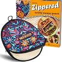 Zippered Tortilla Warmer Pouch - Fit 10’’ Burrito Size Tortillas, Insulated Fabric - Semicircular Secure Zipper, Festive Viva Mexico Folk Art Portable Holder for Fiestas & Kitchen Decor, 12 Inch