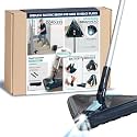 Zippi Sweeper Max - 2025 Version Lightweight Sweeper, Triangular Design Allows for Sweeping in Corners, Perfect for Short Carpet Hardwood and Tile, LED Light, 1 Hr Cleaning Time