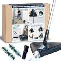 Zippi Sweeper Max Plus - 2025 Version Lightweight Sweeper, Triangular Design Allows for Sweeping in Corners, Perfect for Short Carpet Hardwood and Tile, LED Light, 1 Hr Cleaning Time