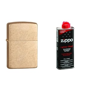 zippo armor tumbled brass windproof pocket lighter and 4 oz premium lighter fluid