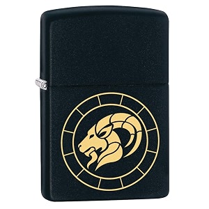 zippo capricorn zodiac sign black matte pocket lighter