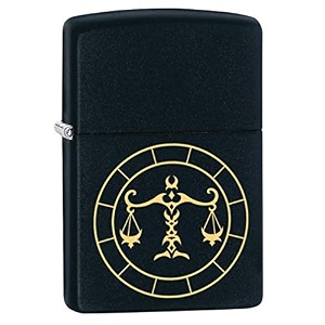 zippo libra zodiac sign black matte pocket lighter