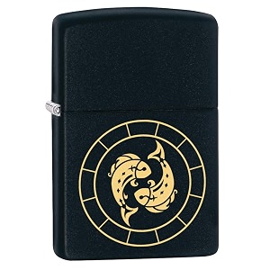 zippo pisces zodiac sign black matte pocket lighter