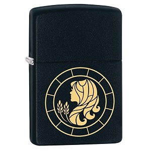 zippo vigro zodiac sign black matte pocket lighter stylish look premium metal body eco environment-friendly unique stylish design travel friendly