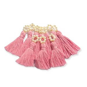 zippy flora mini cotton tassels with pearls for saree blouse dupatta diy crafts amp home decor pack of 10 baby pink decorative tassel set for ethnic wear amp fashion accessories