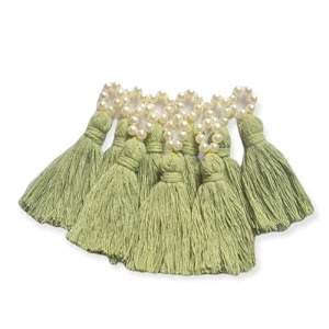 zippy flora mini cotton tassels with pearls for sareeblousedupattadiydecor pack of 10 seagreen