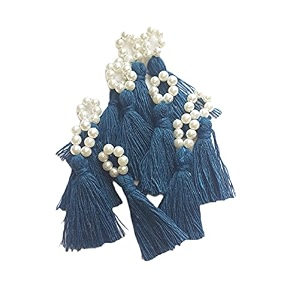 zippy flora mini cotton tassels with pearls for sareeblousedupattadiydecor pack of 10 prussian blue