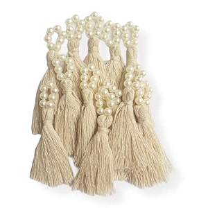 zippy flora handmade mini cotton tassels with pearl embellishments  pack of 10  elegant off-white decorative tassels for saree blouse dupatta lehenga borders home dcor amp diy craft projects