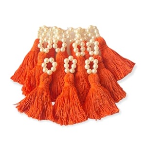 zippy flora mini cotton tassels with pearls for sareeblousedupattadiydecor pack of 10 orange