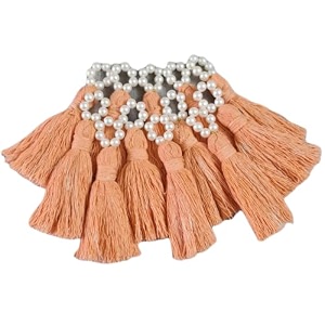 zippy flora mini cotton tassels with pearls for sareeblousedupattadiydecor pack of 10 peach