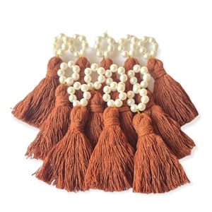 zippy flora mini cotton tassels with pearls for sareeblousedupattadiydecor pack of 10 brown