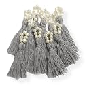 Zippy Flora mini Cotton Tassels with Pearls for Saree/Blouse/Dupatta/DIY/Decor, Pack of 10 (Grey)