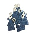 Zippy Flora mini Cotton Tassels with Pearls for Saree/Blouse/Dupatta/DIY/Decor, Pack of 10 (Prussian Blue)