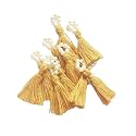 Zippy Flora mini Cotton Tassels with Pearls for Saree/Blouse/Dupatta/DIY/Decor, Pack of 10 (Mustard)