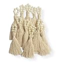 Zippy Flora Handmade Mini Cotton Tassels with Pearl Embellishments – Pack of 10 | Elegant Off-White Decorative Tassels for Saree, Blouse, Dupatta, Lehenga Borders, Home Décor &amp; DIY Craft Projects