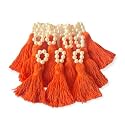 Zippy Flora mini Cotton Tassels with Pearls for Saree/Blouse/Dupatta/DIY/Decor, Pack of 10 (Orange)