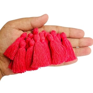 zippy flora plain solid micro 15 inch cotton tassels for sareedupattarunners amp diy projects flamingo pink pack of 50 pcs