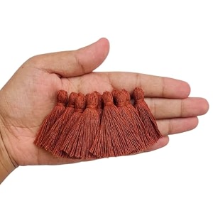 zippy flora plain solid micro 15 inch handmade cotton tassels rust brown pack of 25  decorative latkan for sarees dupattas runners clothing home dcor amp diy craft projects