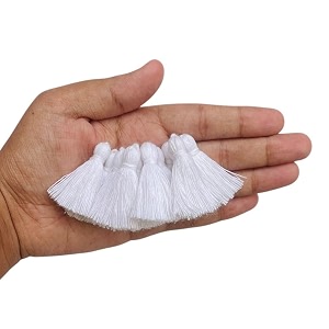 zippy flora plain solid micro 15 inch handmade cotton tassels white pack of 50  decorative latkan for sarees dupattas runners clothing home dcor amp diy craft projects