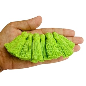 zippy flora plain solid micro 15 inch cotton tassels for sareedupattarunners amp diy projects parrot green pack of 25 pcs