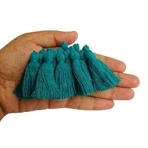 zippy flora plain solid micro 15 inch cotton tassels for sareedupattarunners amp diy projects aqua blue pack of 25 pcs