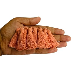 zippy flora plain solid micro 15 inch cotton tassels for sareedupattarunners amp diy projects light peach pack of 25 pcs