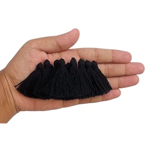 zippy flora handmade plain solid micro 15 inch cotton tassels  pack of 25  elegant black latkan tassels for saree dupatta lehenga table runners amp diy craft projects