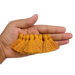 zippy flora plain solid micro 15 inch handmade cotton tassels mustard pack of 50  decorative latkan for sarees dupattas runners clothing home dcor amp diy craft projects