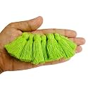 Zippy Flora Plain Solid Micro 1.5 inch Cotton Tassels for Saree/Dupatta/Runners &amp; DIY Projects (Parrot Green, Pack of 50 pcs)