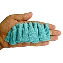Zippy Flora Plain Solid Micro 1.5 inch Cotton Tassels for Saree/Dupatta/Runners & DIY Projects (Sky Blue, Pack of 50 pcs)